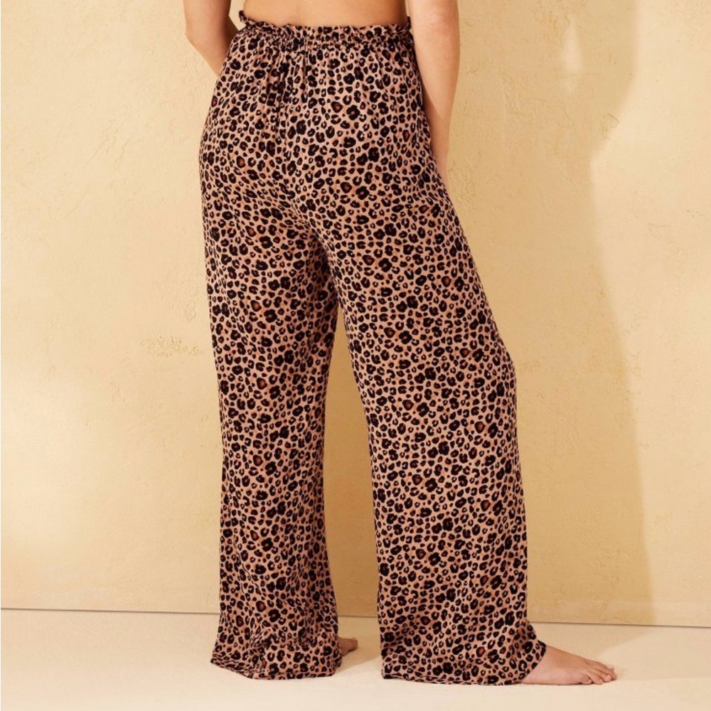 Shade & Shore Leopard Print Ruffle Waist Cover Up Pants - Picture 2 of 4